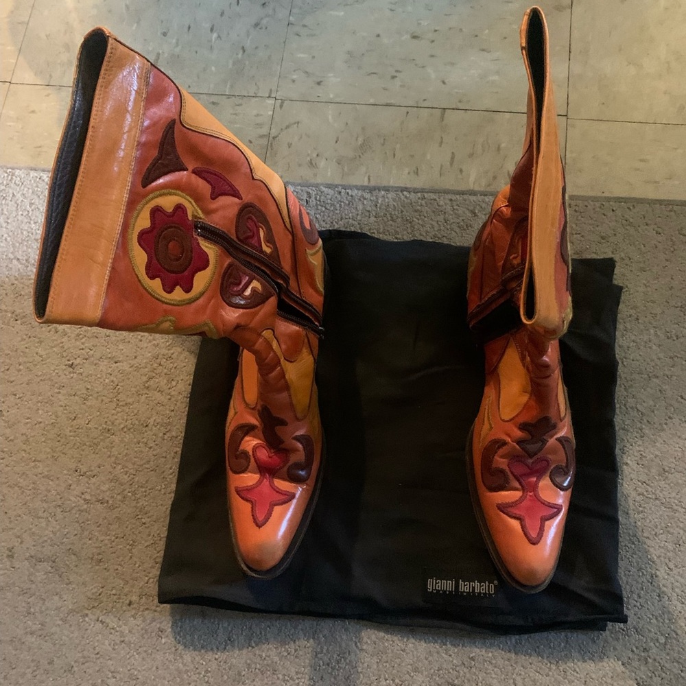 Gianni Barbato Womens Leather Side Zip Western Boots
